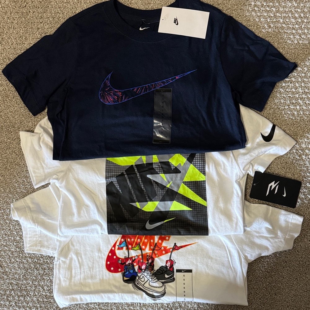 NWT Nike Kids Graphic T-Shirts - Navy and White (set of 3)